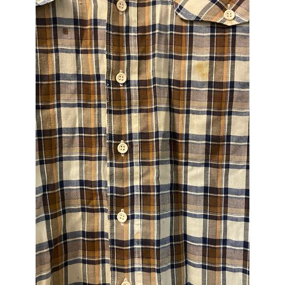 Vintage 80s J.C. Penny’s Brown Flannel Button Down Long Sleeve Shirt Adult Med - Picture 3 of 4